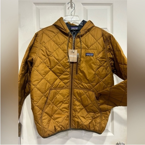 Patagonia Other - Patagonia Men's Medium Diamond Quilted Bomber Hooded Jacket Shelter Brown NWT